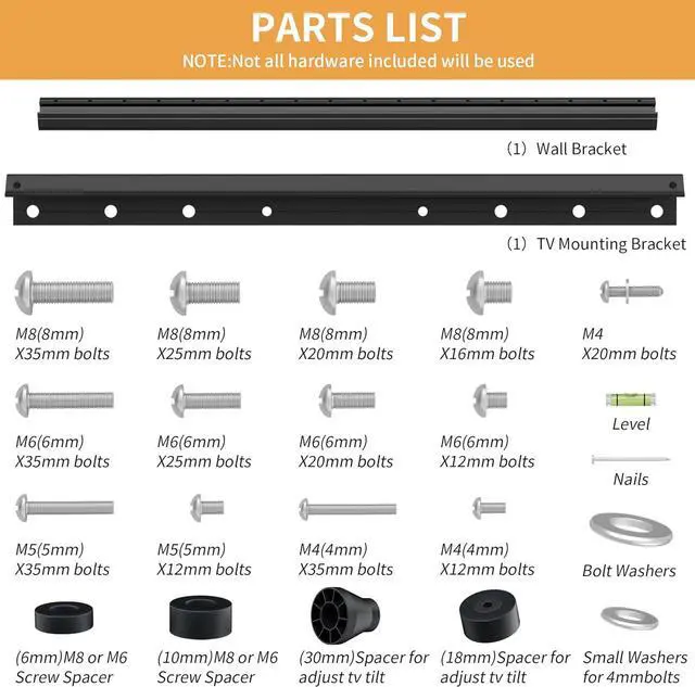 Alt view image 6 of 6 - Studless TV Wall Mount for 12-55 Inch TVs, No Stud No Drill TVs Mount, VESA 100x100mm to 400x400mm, Up to 100 Lbs, Slim & Secure Low-Profile TV Bracket with New Bubble Level