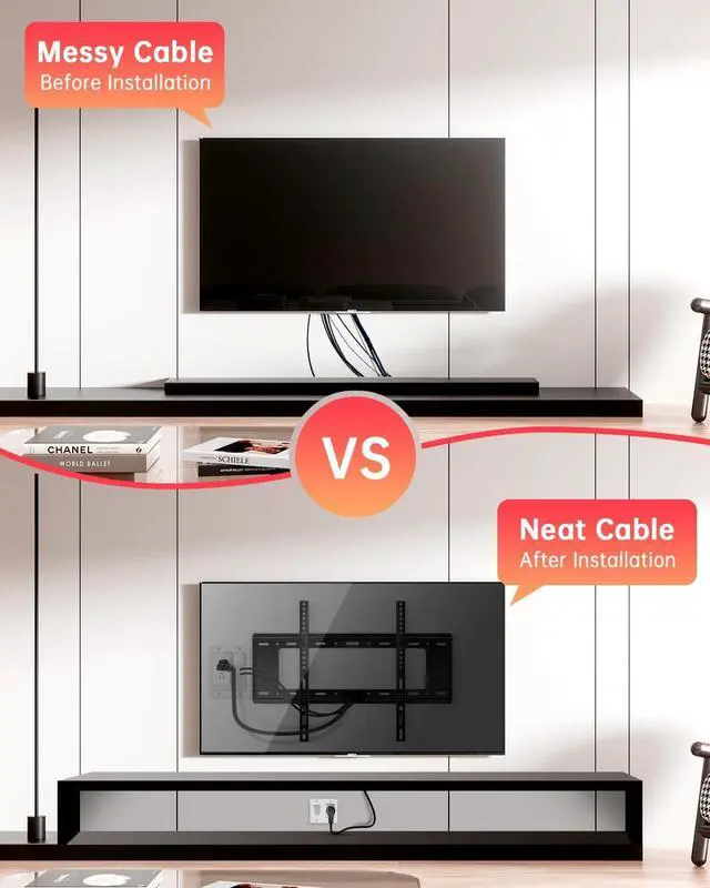 Alt view image 3 of 7 - ELECTOP Dual Outlet in Wall Cable Management Kit, TV Cord Hider for Wall Mounted TV, Recessed Low Voltage Media Wall Plate for Power Cables & Low Voltage Wires