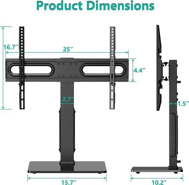 Alt view image 7 of 7 - WALI TV Stand with Power Outlet, Universal TV Mount Stand for 32-70 inch TVs, 6 Height Adjustable and 70° Swivel TV Mount Stand Holds up to 88lbs, Max VESA 600x400mm(TVDVD-5P)