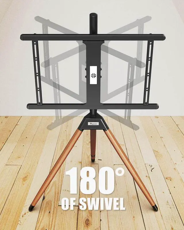 Alt view image 3 of 7 - Tripod TV Stand for 32-75 Inch Screen up to 77lbs, Height Adjustable Easel TV Floor Stand with Wood Legs and Cable Ties