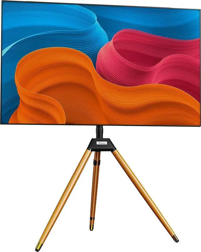 Main image of Tripod TV Stand for 32-75 Inch Screen up to 77lbs, Height Adjustable Easel TV Floor Stand with Wood Legs and Cable Ties