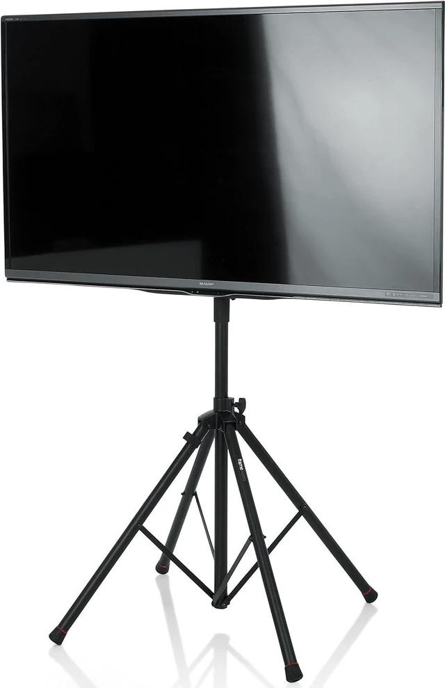 Main image of Gator Frameworks Deluxe Adjustable Quadpod LCD/LED TV Monitor Stand with Lift Piston; Fits Screens up to 65" (GFW-AV-LCD-25), Red