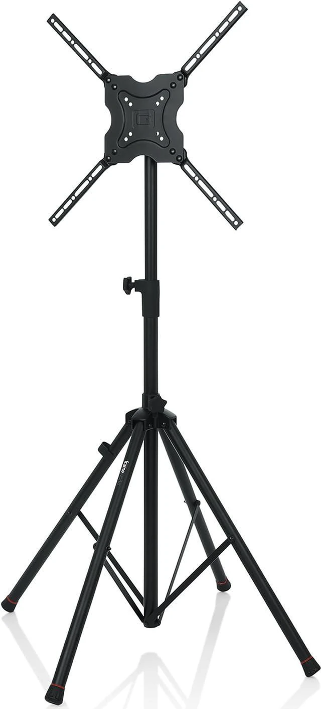 Alt view image 3 of 7 - Gator Frameworks Deluxe Adjustable Quadpod LCD/LED TV Monitor Stand with Lift Piston; Fits Screens up to 65" (GFW-AV-LCD-25), Red