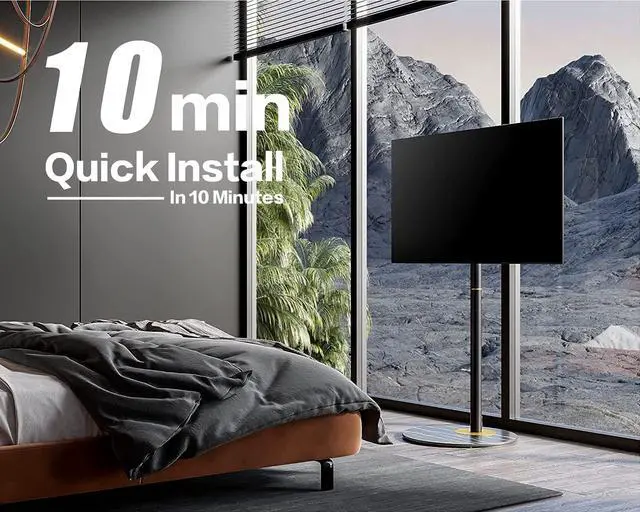 Alt view image 6 of 7 - FITUEYES Design Corner TV Stand for 32 37 43 50 55 60 inch TV, Swivel Modern TV Stand Floor Mount with Wire Management Height Adjustable, Master Series