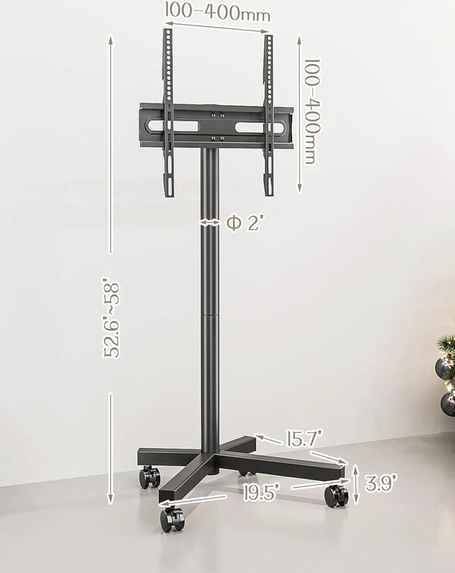 Alt view image 6 of 7 - Mobile TV Cart for 32 to 83 inch Screens up to 110 lbs, LCD LED OLED 4K Smart Flat and Curved Panels, Rolling Stand with Laptop DVD Shelf, Locking Wheels, Max VESA 600x400, Black