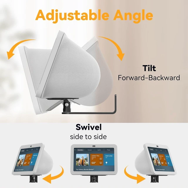 Alt view image 5 of 7 - Laivli Wall Mount for Show 8 (3rd Gen), Aluminum Show 5 Stand with Strong Magnetic, Tilt Forward-Backward and Swivel Horizontally for Viewing, Smart Display Stand for Show 8 3rd Generation (Black)