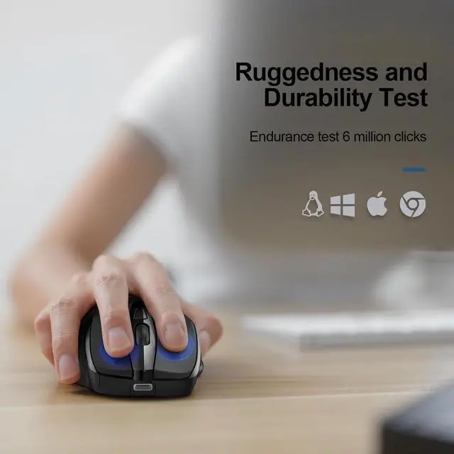 Alt view image 5 of 7 - TECKNET Wireless Mouse Rechargeable, 2.4G Silent Mouse, Quiet Click, 6 Adjustable 4800 DPI, Cordless Computer Mouse, Ergonomic Mouse for Laptop, 6 Buttons USB Mouse for Chromebook, Ergo Grip - Black