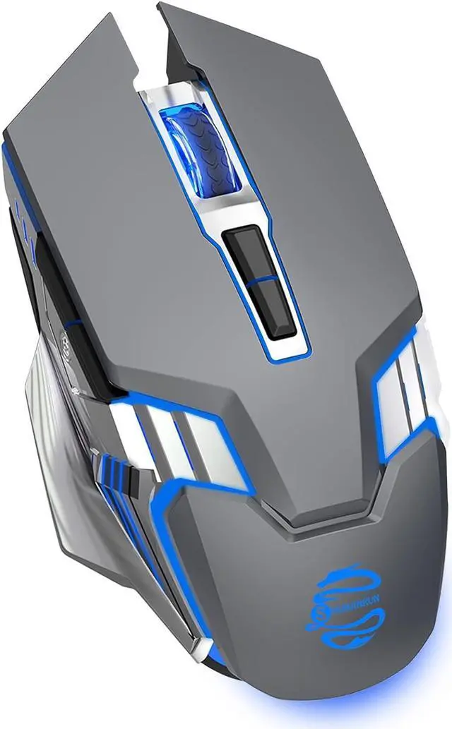 Main image of Wireless Gaming Mouse Bluetooth Mouse, Quiet Click, 800mAh Long-Lasting Rechargeable Battery, Multi Device, 7 Buttons,Light up Computer Mice for Laptop PC iPad Tablet MacBook Office Games - Grey