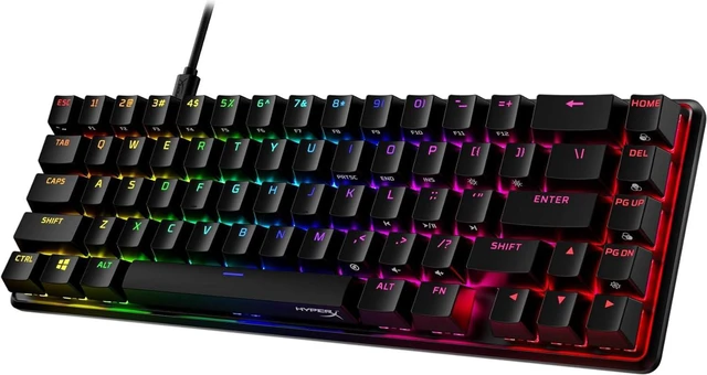 Alt view image 2 of 7 - HyperX Alloy Origins 65 - Mechanical Gaming Keyboard Compact 65% Form Factor - Tactile Aqua Switch - Double Shot PBT Keycaps - RGB LED Backlit - NGENUITY Software Compatible