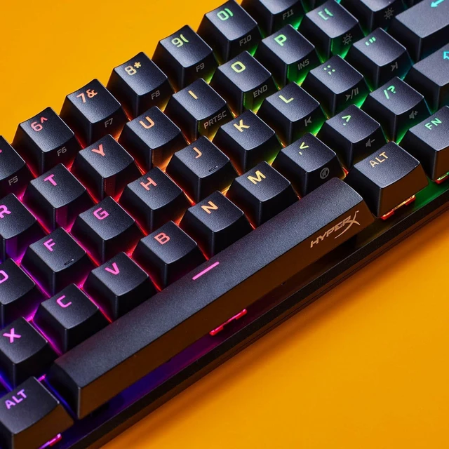 Alt view image 3 of 7 - HyperX Alloy Origins 65 - Mechanical Gaming Keyboard Compact 65% Form Factor - Tactile Aqua Switch - Double Shot PBT Keycaps - RGB LED Backlit - NGENUITY Software Compatible