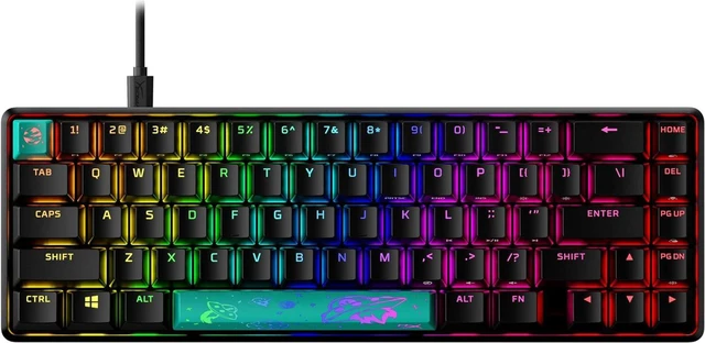 Alt view image 7 of 7 - HyperX Alloy Origins 65 - Mechanical Gaming Keyboard Compact 65% Form Factor - Tactile Aqua Switch - Double Shot PBT Keycaps - RGB LED Backlit - NGENUITY Software Compatible