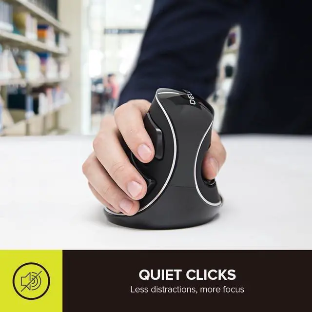 Alt view image 5 of 7 - DeLUX Wireless Ergonomic Vertical Mouse - 2.4G with USB Receiver, Silent Clicks, 1600 DPI, 6 Buttons, Removable Wrist Rest, for Laptop PC (M618Plus Wireless-Black)
