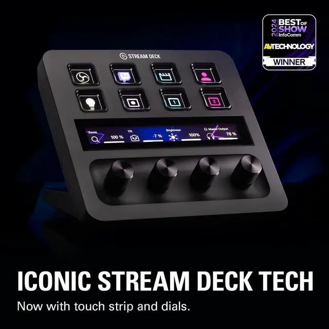 Alt view image 2 of 7 - Elgato USB-C Stream Deck +, Audio Mixer, Production Console and Studio Controller for Content Creators, Streaming, Gaming, with Customizable Touch Strip dials and LCD Keys, Works with Mac and PC