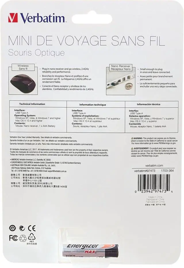 Alt view image 4 of 7 - Verbatim Wireless Mini Travel Optical Mouse - Purple