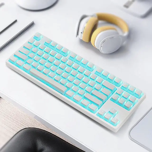 Alt view image 2 of 7 - Happy Balls PBT Keycaps Backlit Pudding Keycap Set Doubleshot Translucent OEM Profile with Keycaps Holder and Puller for 60%/87 TKL/104/108 MX Switches Mechanical Keyboard(White Pudding)