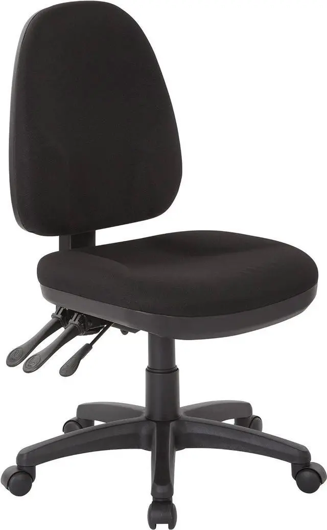 Alt view image 4 of 5 - Office Star Ergonomic Dual Function Office Task Chair with Adjustable Padded Back and Built-in Lumbar Support, Armless, Diamond Wine Fabric