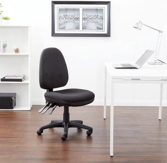 Alt view image 2 of 5 - Office Star Ergonomic Dual Function Office Task Chair with Adjustable Padded Back and Built-in Lumbar Support, Armless, Diamond Wine Fabric