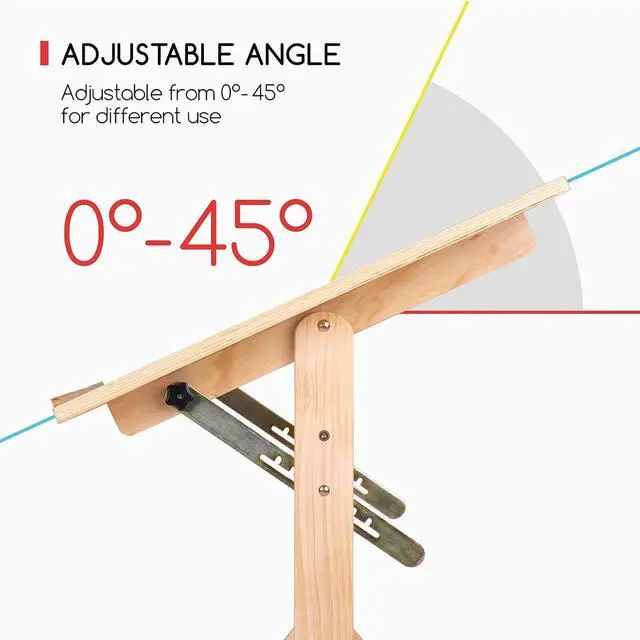Alt view image 4 of 6 - MEEDEN Solid Wood Drafting Table, Artist Drawing Desk, Writing Desk Studio Desk, Art Craft Table with Adjustable Height and Tiltable Tabletop for Artwork, Graphic Design, Reading