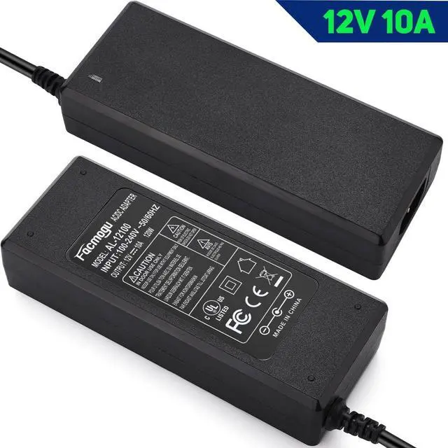 Alt view image 3 of 7 - Facmogu 12V 10A Power Supply AC to DC Adapter, AC to DC Converter 100V-240V to 12V 10A 120W, 12 Volts 10 Amps Power Transformer 5.5x2.5mm & 5.5x2.1mm Tip, Desktop Regulated Power Adapter
