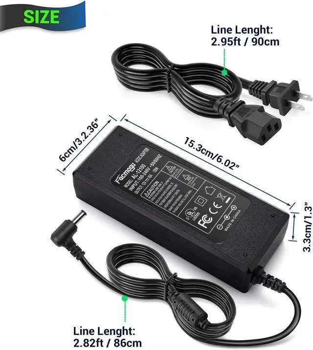 Alt view image 7 of 7 - Facmogu 12V 10A Power Supply AC to DC Adapter, AC to DC Converter 100V-240V to 12V 10A 120W, 12 Volts 10 Amps Power Transformer 5.5x2.5mm & 5.5x2.1mm Tip, Desktop Regulated Power Adapter