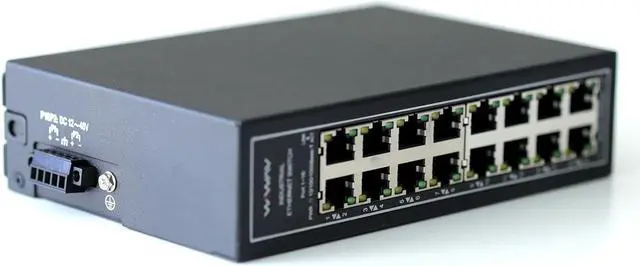 Alt view image 4 of 5 - WIWAV WDH-16GT-DC 10/100/1000Mbps Unmanaged 16-Port Gigabit Industrial Ethernet Switches with DIN Rail/Wall-Mount (cUL Listed, Fanless, -30°C~75°C)