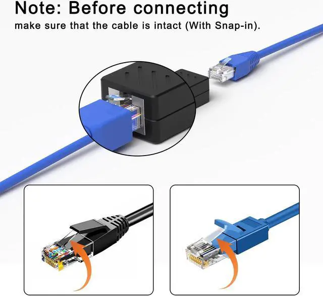 Alt view image 3 of 7 - 50 PCS Gigabit RJ45 Coupler, Ethernet Extender Connector in Line Coupler for Cat8/Cat7/Cat6/Cat5e/Cat5 Ethernet Cable Extender Adapter Female to Female (Black)