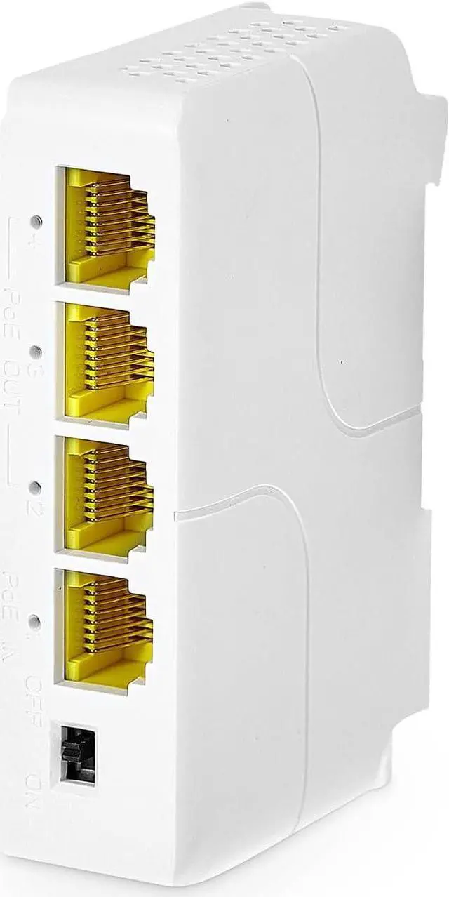 Main image of MokerLink 4 Port Gigabit PoE Extender, IEEE 802.3 af/at PoE Repeater, 10/100/1000Mbps, 1 PoE in 3 PoE Out, Wall & Din Rail Mount POE Passthrough Switch
