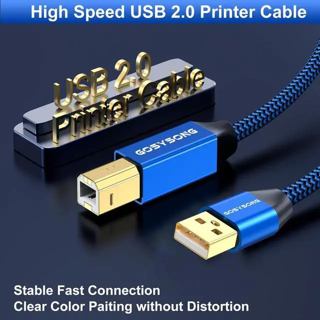 Alt view image 2 of 7 - Printer Cable 100ft Active USB 2.0 Printer Cable Type A to Type B Printer Cord High Speed Printer USB Cable Compatible with      and More