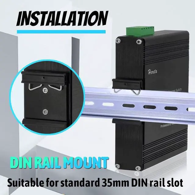 Alt view image 4 of 6 - Hereta Hardened Industrial Gigabit PoE+ Switch Mini 6 Ports Compact Ethernet Switch 4 Ports PoE (30W per Port) 10/100/1000Base-T & 2 Ports 1000Base-X SFP 48VDC Wide Power Input