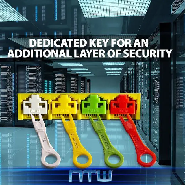 Alt view image 5 of 7 - NTW- Archtech NL-PBK10-YL Locking RJ45 Port/Dust Blocker with Color Coded Keys