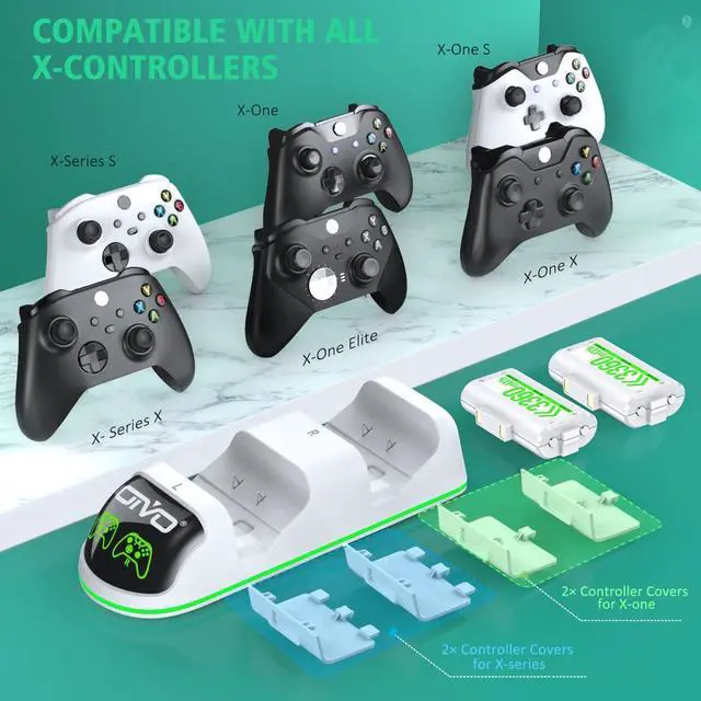 Alt view image 2 of 7 - OIVO Controller Charger Compatible with Xbox Series, One/S/X Controller, Dual Charging Station Updated LED Strap,Charger Docking Station with 2 Rechargeable Battery Packs