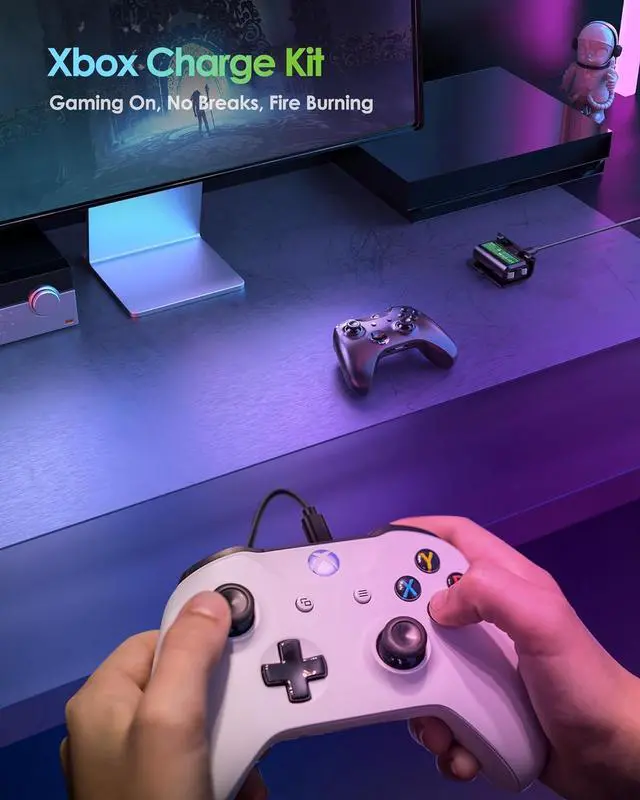 Alt view image 4 of 6 - Rechargeable Xbox Controller Battery Pack, Play & Charge Kit for Xbox One/Xbox Series X|S - 40H Playtime, 2.5H Full Charge, with Cover & Charging Cable, Xbox Accessories for Xbox One S/One X/One Elite