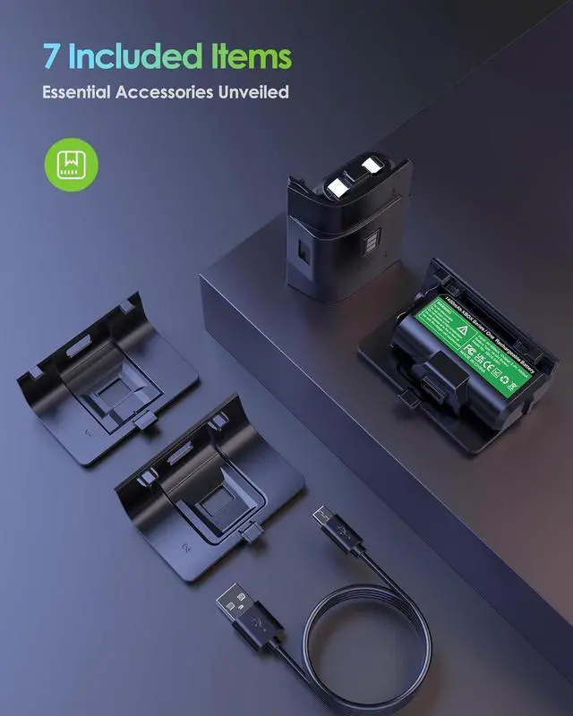Alt view image 6 of 6 - Rechargeable Xbox Controller Battery Pack, Play & Charge Kit for Xbox One/Xbox Series X|S - 40H Playtime, 2.5H Full Charge, with Cover & Charging Cable, Xbox Accessories for Xbox One S/One X/One Elite