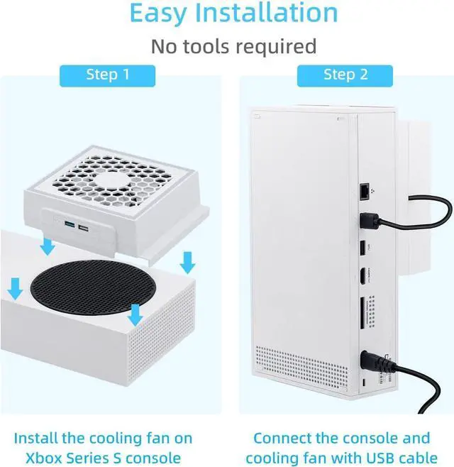Alt view image 5 of 7 - Mcbazel Cooling Fan for Xbox Series S, RGB LED Display, Low Noise, 2 Extra USB Ports, 3 Level Adjustable Speed External Cooler Fan for Xbox Series S Console Only