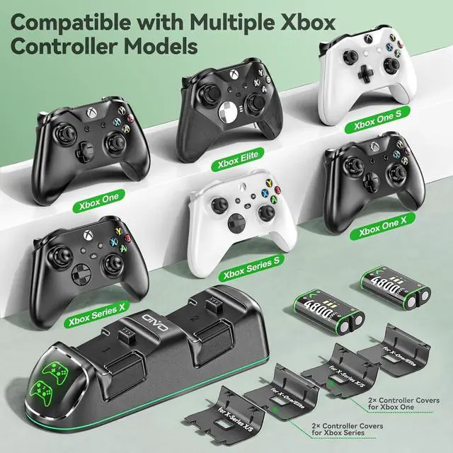 Alt view image 4 of 7 - Xbox Rechargeable Battery Pack 2 x 4800mWh, OIVO Xbox Battery Pack Rechargeable for Xbox Series X/S/One/Elite/Core Controller, Xbox Controller Charger with 2 Packs Rechargeable Battery Packs