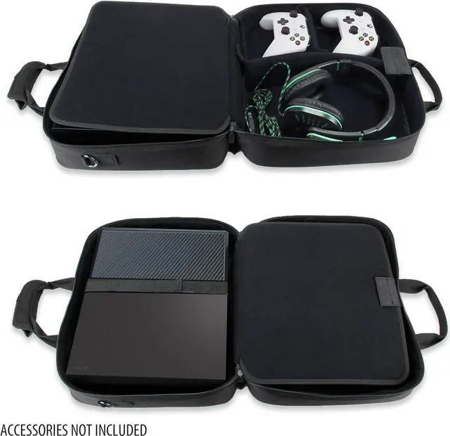 Alt view image 3 of 7 - USA GEAR Game Console Carrying Case Compatible with All Xbox and PS models - Accessory Storage for Controllers, Cables, Headsets and Padded Shoulder Strap - Black