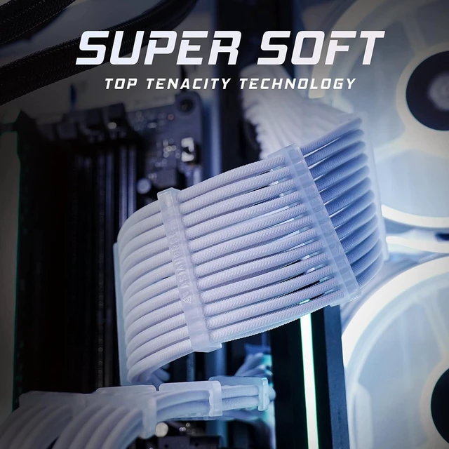 Alt view image 6 of 7 - AsiaHorse 18AWG PSU PSU Cable Extension Sleeved Custom Mod GPU PC Power Supply Soft Braided with Two Color Comb Kit 24P/8P to 6+2P/ 8P to 4+4P 30CM 300MM