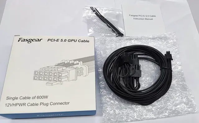 Alt view image 7 of 7 - Fasgear PCIe 5.0 GPU Power Cable Sleeved 70cm | 16pin (12+4) 12VHPWR Connector for RTX 3090 Ti 4080 4090 | 3x8pin (6+2) PCI-e Male Plugs Compatible for ASUS EVGA Seasonic Modular Power Supply (Black)