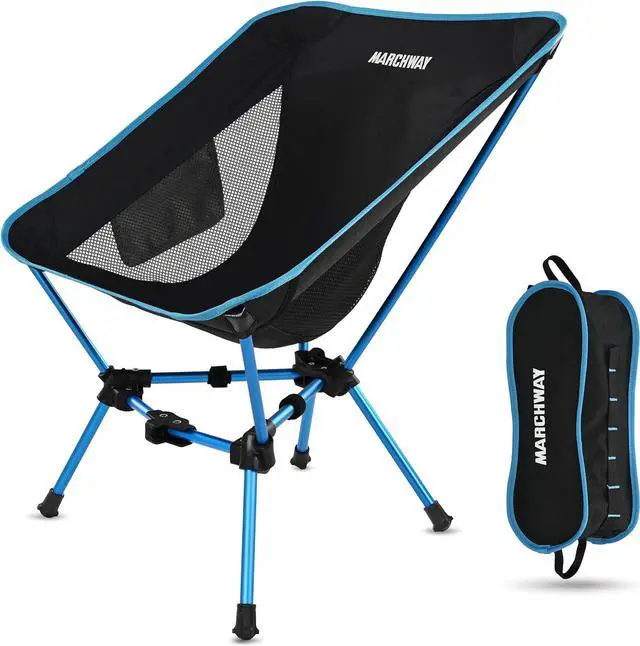 Main image of MARCHWAY Lightweight Folding Camping Chair, Stable Portable Compact for Outdoor Camp, Travel, Beach, Picnic, Festival, Hiking, Backpacking, Supports 330Lbs (Blue)