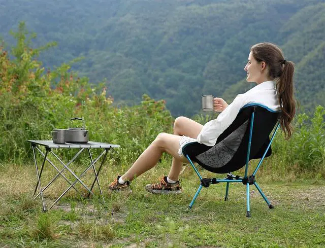 Alt view image 2 of 6 - MARCHWAY Lightweight Folding Camping Chair, Stable Portable Compact for Outdoor Camp, Travel, Beach, Picnic, Festival, Hiking, Backpacking, Supports 330Lbs (Blue)