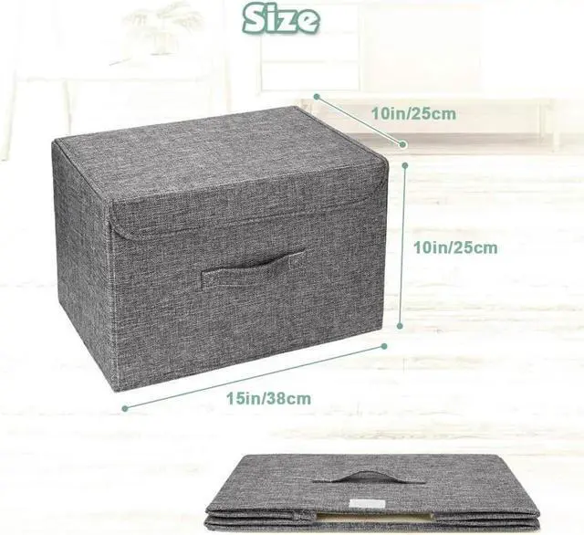 Alt view image 2 of 2 - DIMJ 2Pcs Fabric Storage Box with Lid, Foldable Closet Storage Bins Large Basket Boxes with Handle Closet Organizers for Books, Clothes,Home, Bedroom, Closet, Office