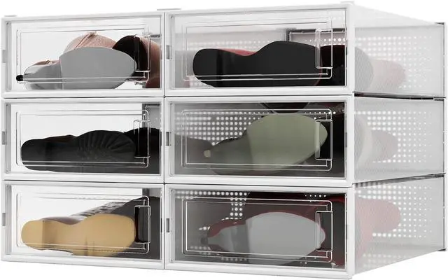Main image of PARANTA 6-Piece Boot Shoe Storage Box, Stackable Clear Plastic Shoe Organizer, with Clear Door For Storing Women Shoes 20.5" x 12.5" x 5.5"