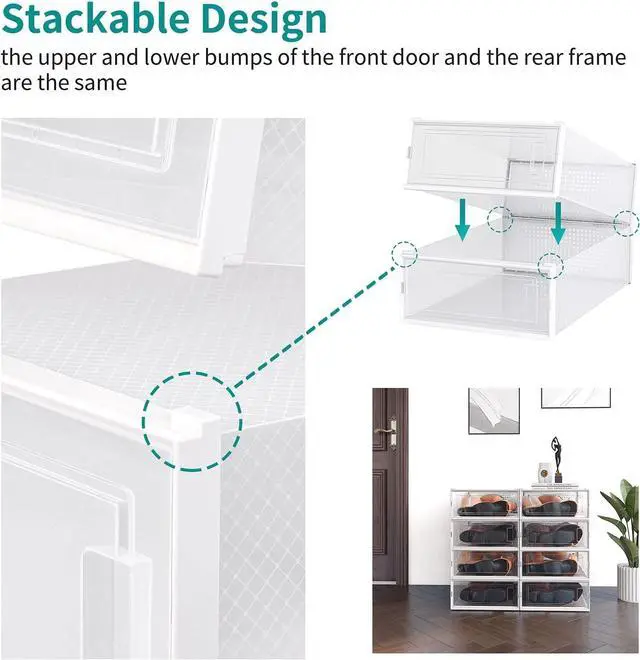 Alt view image 3 of 7 - PARANTA 6-Piece Boot Shoe Storage Box, Stackable Clear Plastic Shoe Organizer, with Clear Door For Storing Women Shoes 20.5" x 12.5" x 5.5"