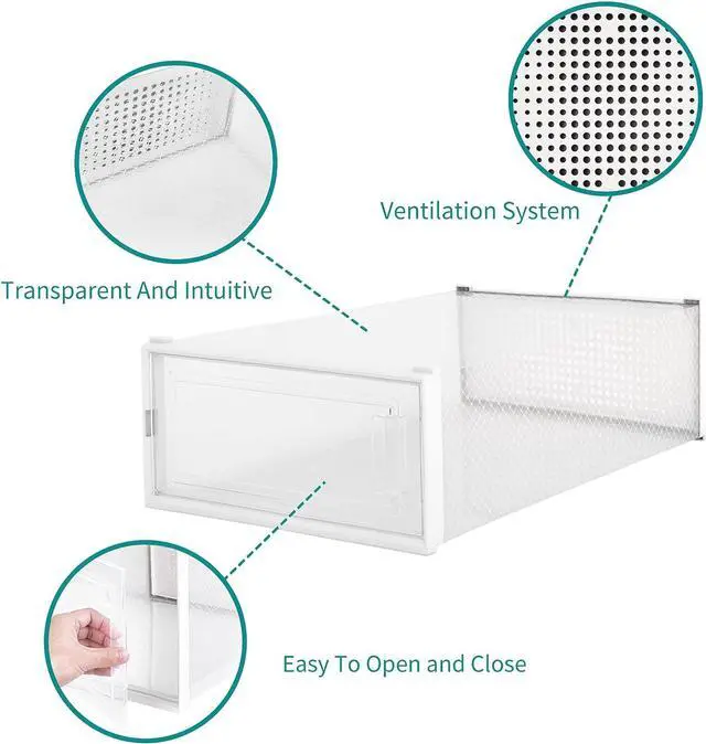 Alt view image 5 of 7 - PARANTA 6-Piece Boot Shoe Storage Box, Stackable Clear Plastic Shoe Organizer, with Clear Door For Storing Women Shoes 20.5" x 12.5" x 5.5"