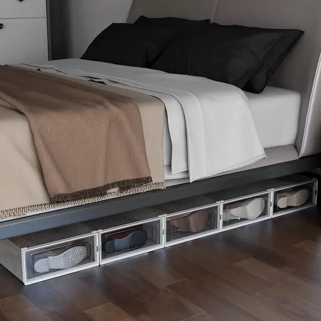 Alt view image 7 of 7 - PARANTA 6-Piece Boot Shoe Storage Box, Stackable Clear Plastic Shoe Organizer, with Clear Door For Storing Women Shoes 20.5" x 12.5" x 5.5"