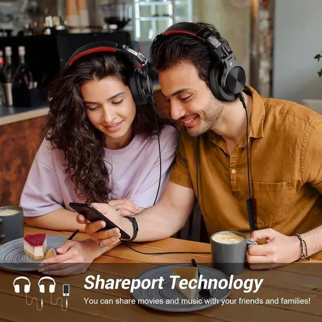 Alt view image 7 of 7 - OneOdio A70 Bluetooth Over Ear Headphones, DJ Headphones, Wired Wireless Recording Headsets, Shareport, Stereo Jack for Guitar Amp Computer PC Tablet