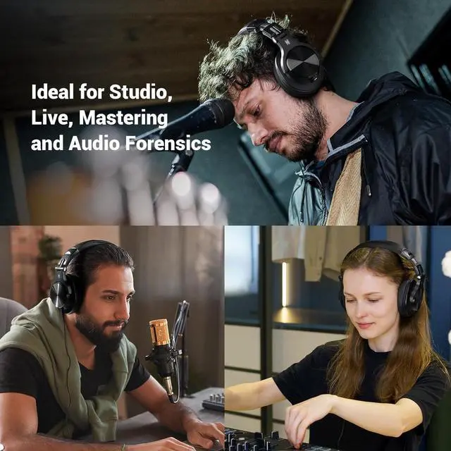 Alt view image 6 of 7 - OneOdio A70 Bluetooth Over Ear Headphones, Wireless Headphones with 72H Playtime, Hi-Res, 3.5mm/6.35mm Wired Audio Jack for Studio Monitor & Mixing DJ Guitar AMP, Computer Laptop PC Tablet - Black