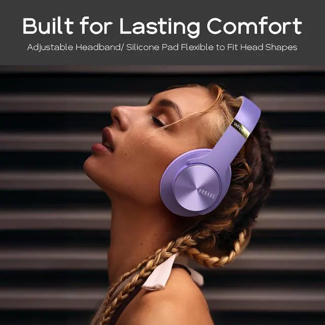 Alt view image 4 of 7 - DOQAUS Bluetooth Headphones Over Ear, 90 Hours Playtime Wireless Headphones with 3 EQ Modes, Noise Isolating HiFi Stereo Headphones with Deep Bass, Mic, Soft Earpads for Cellphone/PC (Purple)