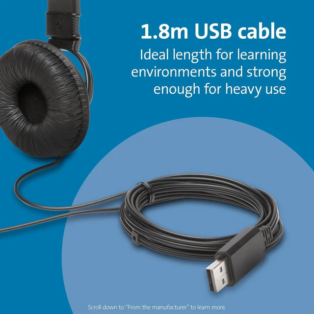 Alt view image 5 of 7 - Kensington USB Hi-Fi Headphones w/Mic BULK Black