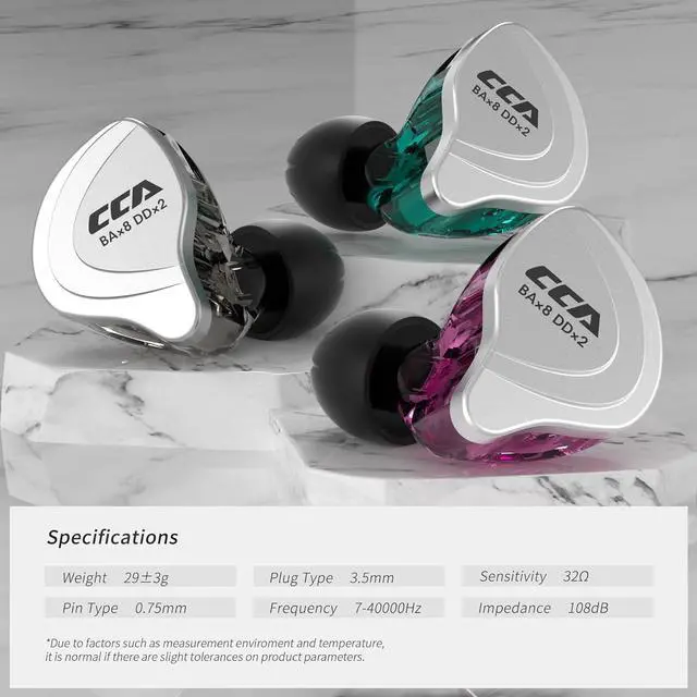 Alt view image 7 of 7 - CCA C10 IEM High Definition Earphones 10 Hybrid Drivers in Ear Earphones HiFi Bass Earbuds Headphones with Ergonomic Comfort Fit Design for Game Music Show Stage